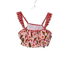 Hot Topic Strawberry Shortcake Swim Top Women Size 3X Pink Gingham Ruffle Bow